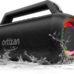 Ortizan Portable Bluetooth Speaker Loud, 80W Peak, Bass Up, 20H Playtime, IPX7 Waterproof, RGB Lights, Wireless Stereo Pairing, BT5.3, USB-C, Subwoofer Outdoor Speaker for Camping, Beach, Backyard