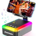 JTEMAN Gifts for Men Women, Cell Phone Stand with Bluetooth Speaker and Light, Portable Lanyard, Cool Tech Gifts for Dad Mom Husband, Unique Birthday Gift Ideas Black