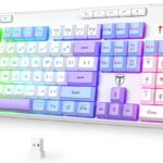 RisoPhy Wireless Gaming Keyboard, Tri-Mode BT5.0/2.4GHz/USB-C, RGB Light up Backlit Keyboards, Customizable Macro Keys, 26 Anti-ghosting Keys, 4000mAh Battery, Creamy Computer Keyboards