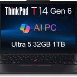 Lenovo ThinkPad T14 Gen 6 Business Laptop (14″ FHD+, Intel 12-Core Ultra 5 225U (> Ultra 7 155U), 32GB DDR5 RAM, 1TB SSD), Backlit, Fingerprint, 5MP Webcam, Thunderbolt 4, Win 11 Pro, 2025 AI PC