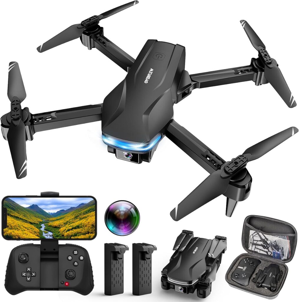 Drones with Camera for Adults 1080P HD Foldable Drone with Carrying Case Drone with One Key Take Off/Land, 3 Speed Mode, 360° Flip Dark Black