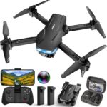 Drones with Camera for Adults 1080P HD Foldable Drone with Carrying Case Drone with One Key Take Off/Land, 3 Speed Mode, 360° Flip Dark Black