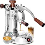La Pavoni PSW-16 Stradivari Lever Espresso Machine -16-Cup Capacity – Chrome Finish with Elegant Wood Handles – 38-Ounce Solid Brass Boiler – Dual Frothing System & Piston Lever Design – Made in Italy