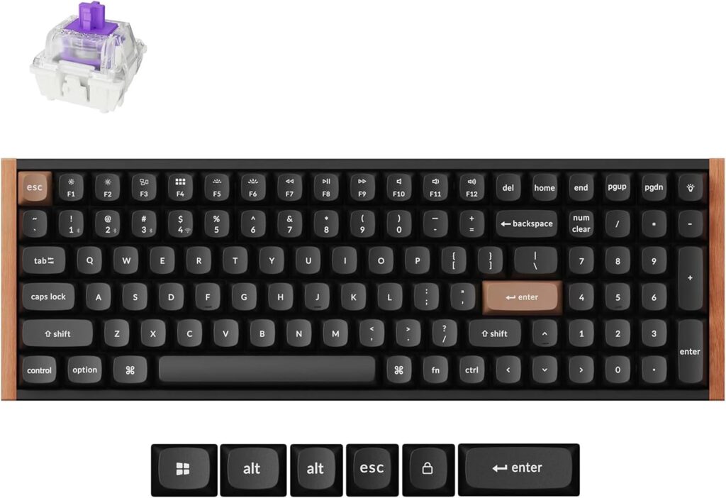 Keychron K4 HE – 96% Compact Hall Effect Wireless Mechanical Keyboard with Number Pad, Magnetic Switch, Rapid Trigger, Custom RGB, QMK/VIA, 2.4GHz/BT5.2/Wired, for Mac/Windows/Linux, Wood Frame, Black