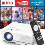 【Netflix Officially】NISOO Smart Projector with WiFi and Bluetooth, Mini Movie Projector with Apps Built-in, 1080P Outdoor Projector for Phone/PC/HDMI/USB, Two-way Bluetooth, 50% Zoom