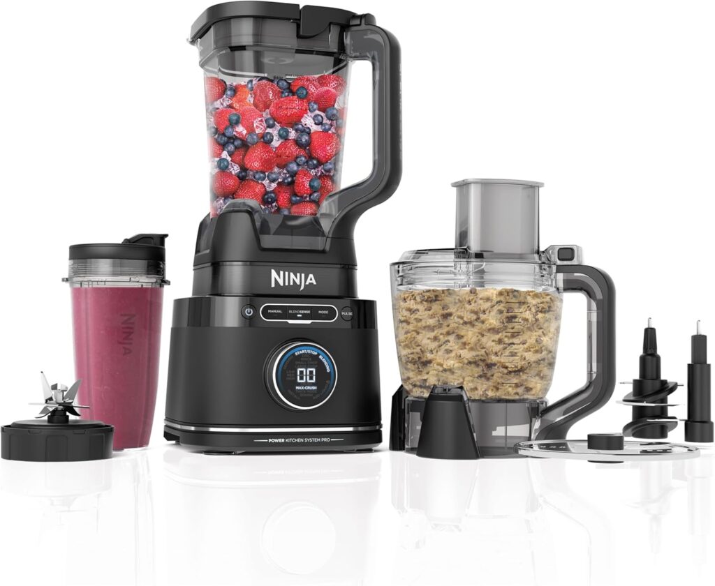 Ninja | All-in-One Blender & Food Processor | Best for Smoothies, Cookie Dough, Salsas, Cole Slaw & More | BlendSense Intelligence for Perfectly Smooth Results | 1800 Watt | Black | TB401