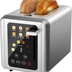 Touch screen Toaster 2 slice,Stainless Steel Digital Timer Toasters with Sound Function,6 Bread Types & 6 Shade Settings,Smart Extra Wide Slots Toaster with Bagel,Defrost Functions,Brushed steel