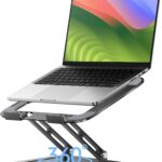 Adjustable Laptop Stand, Computer Stand with 360 Rotating Base, Ergonomic Laptop Riser Mount for Desk Foldable Protable Computer Desk Fits with MacBook Pro Air (10-16″) – Black