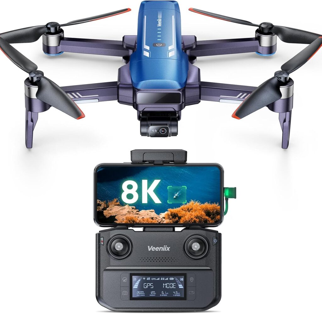 V11PRO Drone with 8K Camera for Adults, 3-Axis Gimbal Drones with 4K/30fps Video, 48 Million Pixels, 80min Flight Time with 2 Batteries, 6KM Video Transmission Quadcopter, Professional Drone