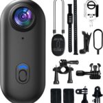 4K Mini Body Camera,64GB Action Snap Cam, POV Snapcam,Thumb Size Hands Free Recording Body Worn Wearable Camera, Premium Portable Camcorder Mount Anywhere for Work, Travel, Pet Walks(Black)