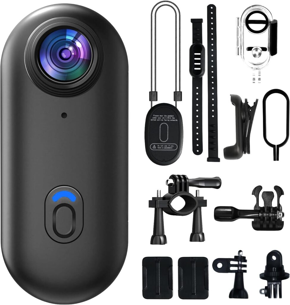 4K Mini Body Camera,64GB Action Snap Cam, POV Snapcam,Thumb Size Hands Free Recording Body Worn Wearable Camera, Premium Portable Camcorder Mount Anywhere for Work, Travel, Pet Walks(Black)