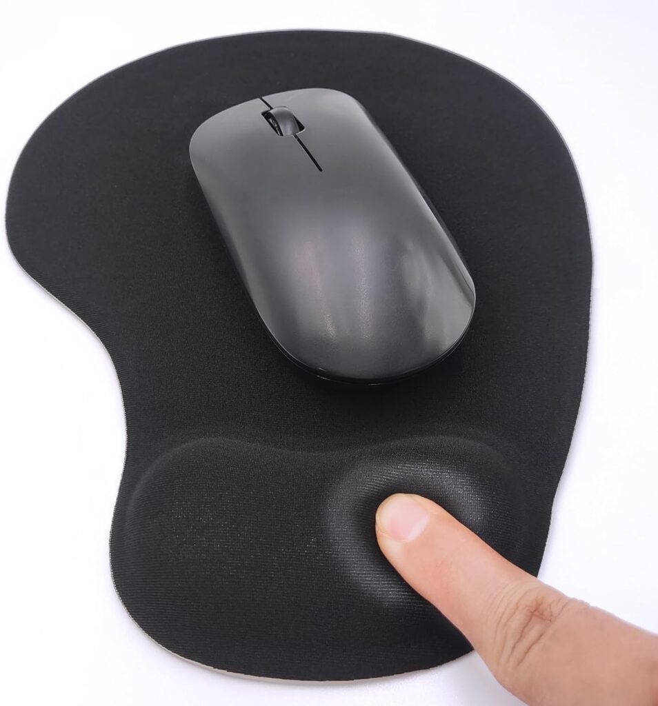 Ergonomic Mouse Pad with Wrist Rest, Gel Wrist Support Mousepad, Pain Relief Laptop Computer Mouse Pad, Non-Slip Mouse Pads for Office & Home (Black)