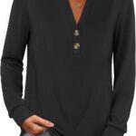 ANRABESS Women’s Long Sleeve Shirts 2025 Fall Henley Business Casual Tops Cute T-Shirts Work Blouses Outfits Vacation Clothes