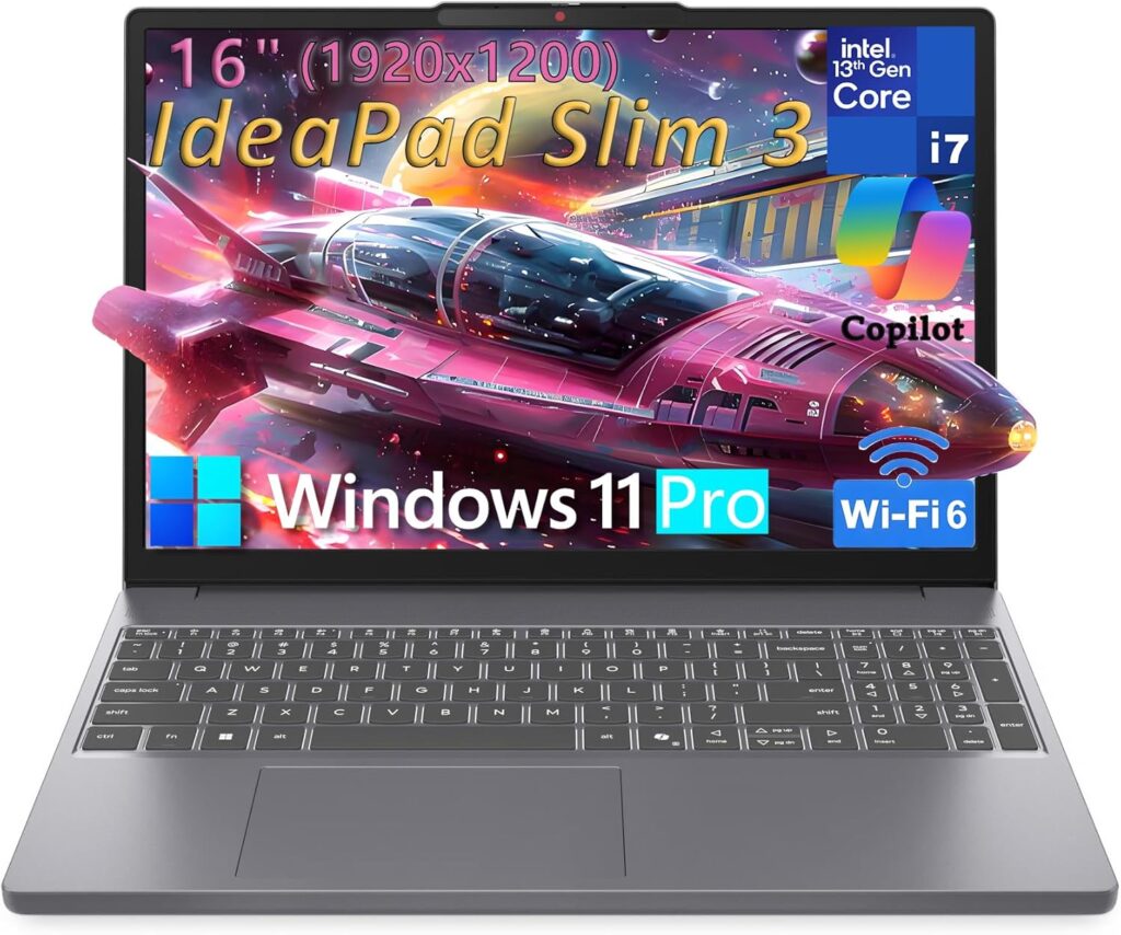 Lenovo Laptop Computer, Intel 10-Core i7-13620H (Beat Ultra 7 255U), 40GB DDR5 RAM, 1TB PCIe SSD, 16″ FHD+, WiFi 6, Bluetooth 5.2, Type-C, Copilot AI for Business & Home, Luna Grey, Windows 11 Pro