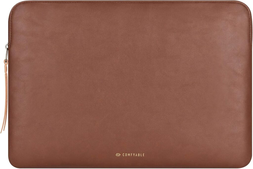 Comfyable Slim Protective Laptop Sleeve Compatible with 13/13.3/14 Inch MacBook Air & MacBook Pro, Mac Travel Case, Laptop Pouch, Slim PU Leather Cover M4/M3/M2/M1 2025-2021, Brown