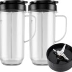 5-piece Magic Bullet Blender Cups, Tall 22oz Cup with Flip-Top To-Go Lid, Cross Blade, Blender Replacement Parts, Mug with Handle Compatible with Magic Bullet 250w MB1001