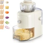 FOHERE Multifunctional Electric Cheese Grater, 6 Blades & 1.8L Container Nut Chopper, Vegetable Slicer, Food Slicer for Onion, Carrot, Cucumber (White)