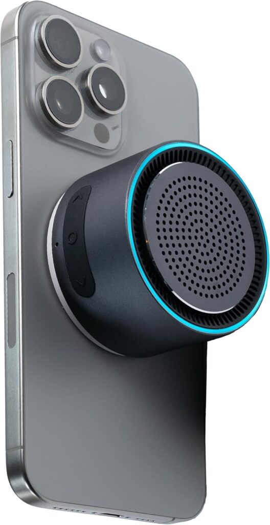 MagBeat Bluetooth Speaker with Magnetic Wireless Charger (Graphite), Portable Stereo Sync TWS, Booming Bass, Up to 10H, IPX7 Waterproof, Aluminum Unibody Design for Home/Outdoor/Beach, Birthday Gift