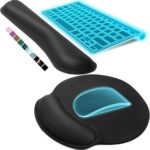 KTRIO Ergonomic Keyboard Wrist Rest, Memory Foam Wrist Rest for Computer Keyboard, Mouse Pad Set for Easy Typing & Pain Relief for Office & Home, Black