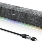 SOULION R100 Bluetooth Computer Speakers with Dynamic LED Light, USB Plug & Play PC Speakers with Switch Button, Clearly Sound Soundbar for Desktop Laptop Monitor(USB-C to USB Adapter Included)