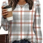 XIEERDUO Blouses for Women Dressy Casual Long Sleeve Shirts Fashion Clothing Puff Sleeve Tunic Tops with Smocked Cuffs