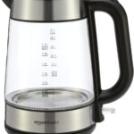 Amazon Basics Electric Kettle with Glass Carafe for Tea and Coffee, BPA-Free, Fast Boiling, Auto Shut-Off, 1.8 Quarts, 1500W, Black and Silver