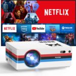 [Netflix App/Dolby Audio] FUDONI Smart Projector with WiFi and Bluetooth, Native 1080P 25000L 4K Decoding for Home Cinema, Outdoor Movie Projector with Apps, Built-in Netflix/YouTube/Prime Video