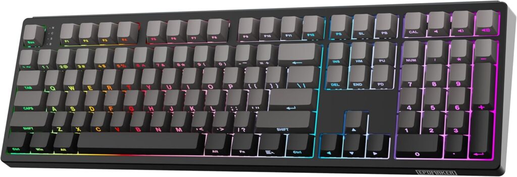 EPOMAKER TH108 Full Size Mechanical Keyboard, Wireless Gaming Keyboard with 8000mAh Battery, Creamy Gasket, 108 Keys, Hot Swap, Custom Driver, RGB Backlight (Black, Sea Salt Silent)
