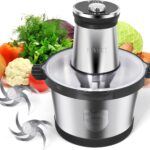 Electric Meat Grinder 850W Food Chopper Food processor with LED timer, with one 16cup stainless steel bowl and 2 sets tri-layers 6 blades cutters