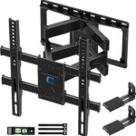 HOME VISION TV Wall Mount for 32-70 Inch TV with Soundbar Bracket, Full Motion TV Bracket with Articulating Dual Arms, Swivel and Tilt, Fits 8″ 12″ 16″ Stud, Max VESA 400X400mm, Up to 132lbs