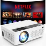 TMY Netflix-Officially-Licensed Mini Movie Projector with WiFi and Bluetooth, 1080P Full HD Portable Projector, Compatible with TV Stick Smartphone/HDMI/USB, indoor & outdoor use