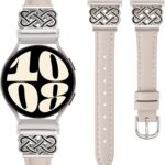 TOYOUTHS Celtic Knot Leather Band Compatible with Samsung Galaxy Watch 7 6 5 4 FE 40mm 44mm/Watch 6 Classic/Watch 5 Pro/Watch 4 Classic/Active 2/Watch 3 41mm Women, 20mm Slim Dressy Leather Strap