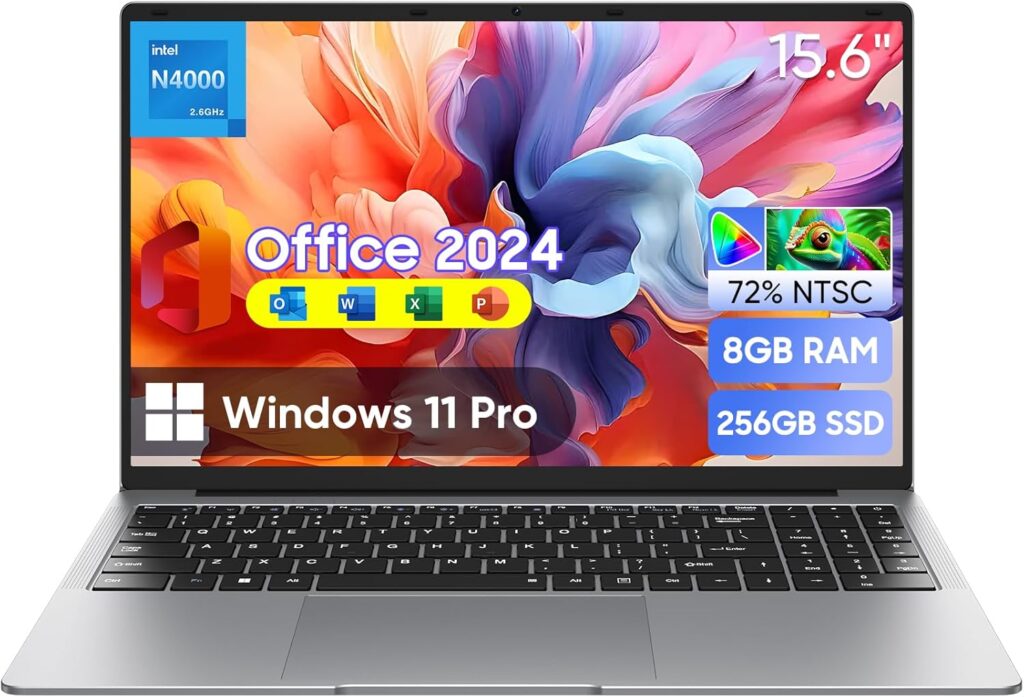 EYY 15.6″ Laptop Computer, Laptops with 8GB RAM 256GB SSD, 100% sRGB Screen, Celeron N4000 Processor(up to 2.6GHz) Notebook, Dual Band WiFi丨BT 4.2丨HDMI丨Long Battery Life