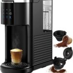 Single Serve Coffee Maker K Cup 2 in 1 Coffee Machine with Ground Coffee & Pods Coffee, 6 to 14 Oz Brew Sizes,Mini One Cup Drip Coffee Maker with Auto Cleaning & Shut Off, Black
