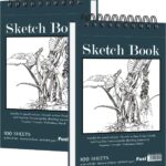 Small Sketchbook 5.5″ x 8.5″ – 2 Pack Top Spiral Mini Sketch Pad, Small Sketch Book Hard Cover, 100 Sheets Each 68lb/100gsm – Mini Drawing Paper for Kids, Portable Drawing Pad for Beginners & Artists.