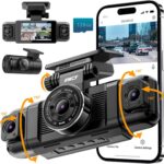 IIWEY N5 4 Channel Dash Cam 360° View, 1080P Front and Rear Inside, Left Right Dash Camera for Cars, 8 IR Lamps Night Vision, 5G WiFi & APP Control, G-Sensor, Parking Mode, with a Free 128GB SD Card