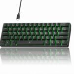 TMKB 60% Mechanical Gaming Keyboard, Red Linear Switch, LED Backlight, Anti-Ghosting, Detachable USB-C, Double-Shot Keycaps, 61 Keys, Wired, Black