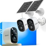 Sovmiku 2CG6 Solar Security Camera Wireless Outdoor,Battery Powered,Easy to Setup,PIR Motion Detection,Two Way Audio, Audible Flashlight Siren,2.4GHz Wi-Fi Color Night Vision, 180 Days Exchange Policy