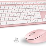LeadsaiL Pink Wireless Keyboard and Mouse Combo, Full-Sized Ergonomic Computer Keyboard, 2.4GHz Cordless Keyboard Silent Mouse Set with 2-in-1 USB Receiver, 12 FN Shortcuts for Windows Laptop, PC/Mac