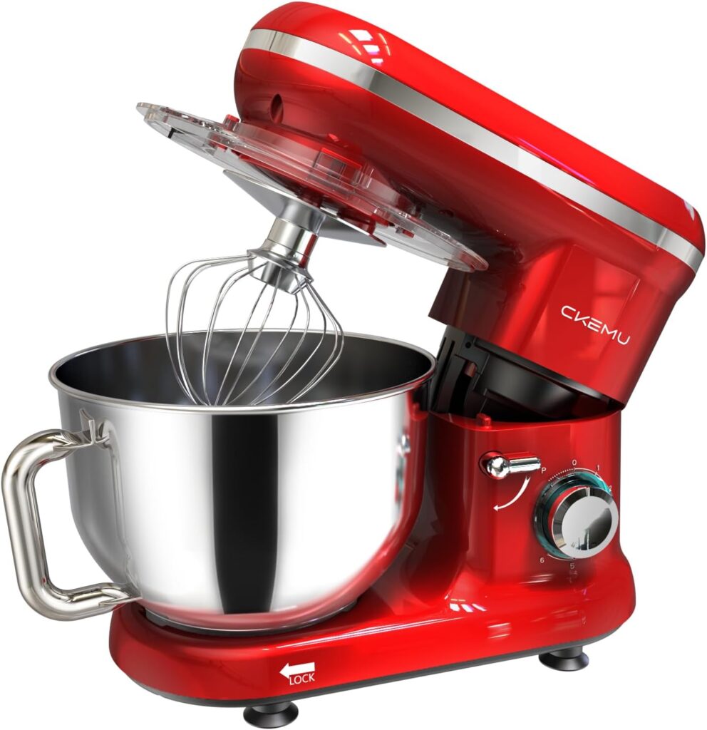 Stand Mixer | Powerful 660W Motor | Large 6.5 Qt. Bowl | 6-Speed Control | Dishwasher-Safe Attachments | Tilt-Head Design | Perfect for Home Bakers (Red)