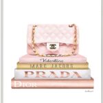 Stupell Industries Fashion Designer Purse Bookstack Pink White Gold Watercolor Wall Plaque Art, 10 x 15, Multi-Color