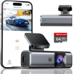 4K Dash Cam Front, Built-in 5G WiFi, 64GB Card Included, Dash Camera for Cars, Mini Dashcam with Super Night Vision, Loop Recording, G-Sensor, 24 Hours Parking Monitor, Support 256GB Max