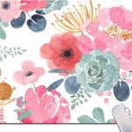 Mouse Pad, Premium-Textured Mouse Mat, Non-Slip Rubber Base Mousepad for Laptop, Computer & PC,9.5×7.9 in,Pink Green Flower