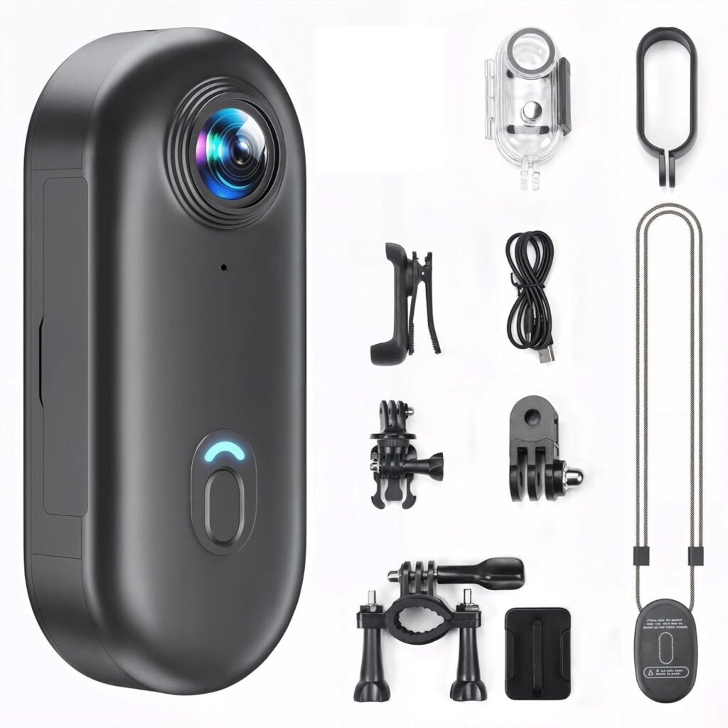 4K Thumb Action Camera | 128G Sports Camera for POV Photoshooting: Waterproof Sports Camera The Size of a Thumb Suitable for Running Cycling Swimming Hiking Adventure Etc (Black)