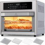 Kitchen Elite Air Fryer Toaster Oven Combo, 26.4 Qt Convection Oven Countertop, 18-in-1, Stainless Steel Large Airfryer, 4 Zone with Accessories, Digital Full Touch Screen, Easy to Clean