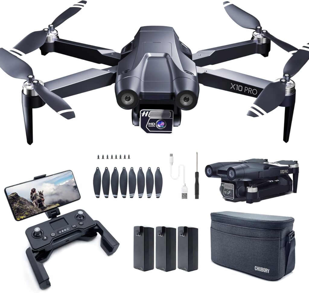 CHUBORY X10 PRO GPS Drone with Camera for Adults 4K UHD, 90 Min Extended Flight Duration, 3280 FT Vast Control Range, Auto Return Home, Track Me Mode, Brushless Engine, 5G FPV RC Quadcopter for Novices (