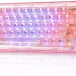 YUNZII X71 Wireless Hot Swappable Transparent Mechanical Keyboard with Clear Keycaps, 68% Layout, BT5.0/2.4G/USB-C Gasket Mount Wireless RGB Backlit for Windows/Mac(Crystal Ice Switch,Pink)