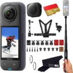 Insta360 X4 Snow Bundle- 8K Waterproof 360 Action Camera with 1/2″” 48MP Sensors, 8K 360 HDR Video, 72MP 360 Photo, |Includes New Snow Bundle, Selfie Stick, Lens Cap (1TB), Black