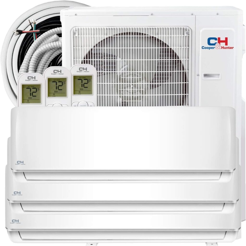 Cooper & Hunter 28,000 BTU, 3 Zone 9000 9000 9000 BTU, 24.6 SEER2, Multi Zone Ductless Mini Split Air Conditioner Heat Pump Full Set with 25ft Installation Kits