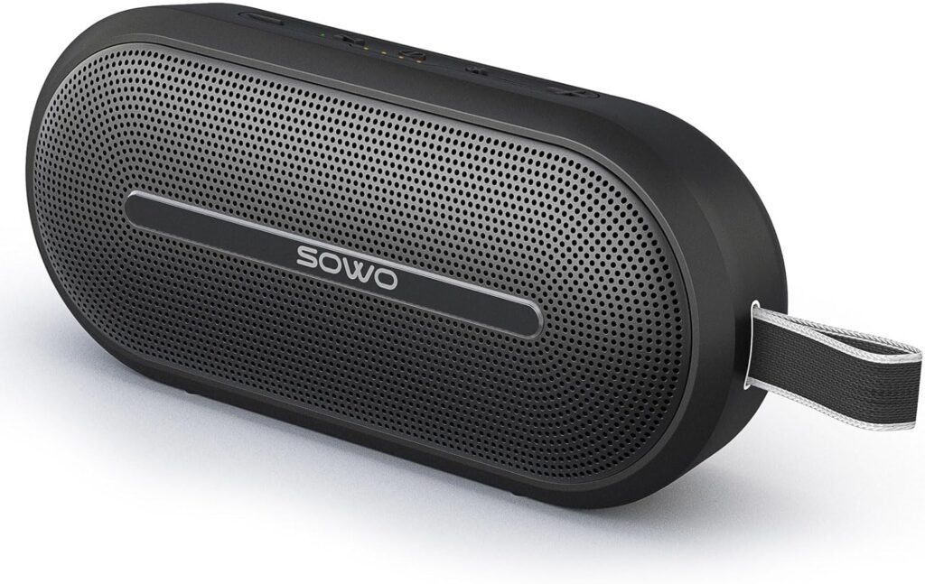 SOWO Portable Wireless Speaker with Bluetooth, Enhanced Immersive Bass, Partyboom Technology, 40W Loud Clear Stereo Sound, IP67 Waterproof, 16H Playtime for Outdoor, Camping and Travel – Deep Black